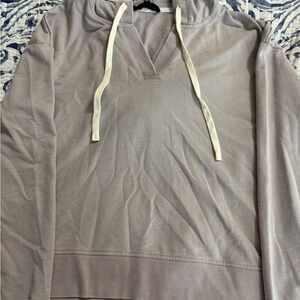 Jane and Delancey Tan V-Neck Top with Hood